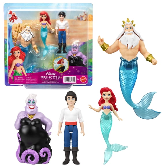 Disney Princess Ariel Character Set with 4 Small Dolls Inspired by The Little Mermaid Movie
