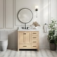 thumbnail image 1 of Ariel Cambridge 36 Inch Single Oval Sink Bathroom Vanity With Carrara White Quartz Countertop 1.5 Inch Edge In Oak, 1 of 10