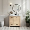 thumbnail image 1 of Ariel Cambridge 36 Inch Single Oval Sink Bathroom Vanity With Carrara White Quartz Countertop 1.5 Inch Edge In Oak, 1 of 10