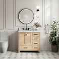 thumbnail image 1 of Ariel Cambridge 37 Inch Single Rectangular Sink Bathroom Vanity With Italian Carrara Marble Countertop 1.5 Inch Edge In Oak, 1 of 10