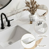 ARIEL CAMBRIDGE 37 Inch Single Rectangular Sink Bathroom Vanity With Pure White Quartz Countertop 1.5 Inch Edge In Oak