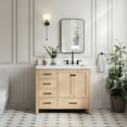 thumbnail image 1 of ARIEL Cambridge 42 Inch Oak Bathroom Vanity with Sink, Carrara White Quartz Countertop 1.5 inch Edge and backsplash, Soft Closing Door and Drawer, Matte Black, 1 of 8