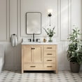 thumbnail image 1 of Ariel Cambridge 42 Inch Single Rectangular Sink Bathroom Vanity With Carrara White Quartz Countertop 1.5 Inch Edge In Oak, 1 of 10