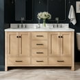 thumbnail image 1 of ARIEL 60'' Bathroom Vanity with Sink, American White Oak Solid Wood, Carrara White Quartz Countertop 1.5 inch Edge and backsplash, Soft Closing Door and Drawer, Matte Black, 1 of 10