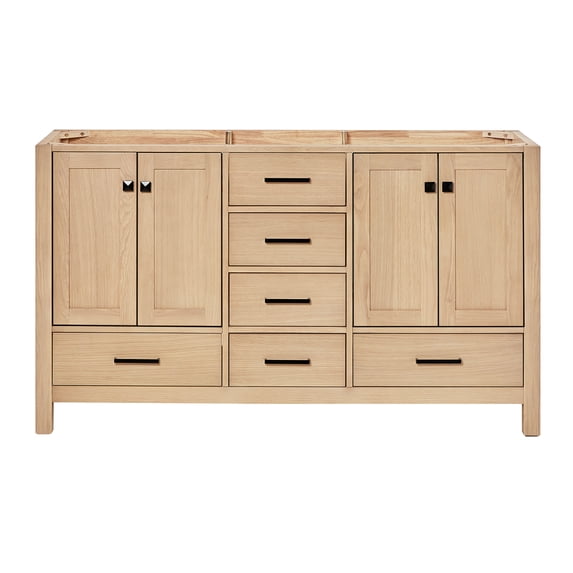 Ariel Cambridge 60 Inch Double Sink Base Cabinet In Oak