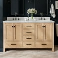 thumbnail image 1 of ARIEL 61'' Bathroom Vanity with Sink, American White Oak Solid Wood, Pure White Quartz Countertop 1.5 inch Edge and backsplash, Soft Closing Door and Drawer, Matte Black, 1 of 10
