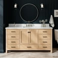 thumbnail image 1 of Ariel Cambridge 67 Inch Single Rectangular Sink Bathroom Vanity With Italian Carrara Marble Countertop 1.5 Inch Edge In Oak, 1 of 10