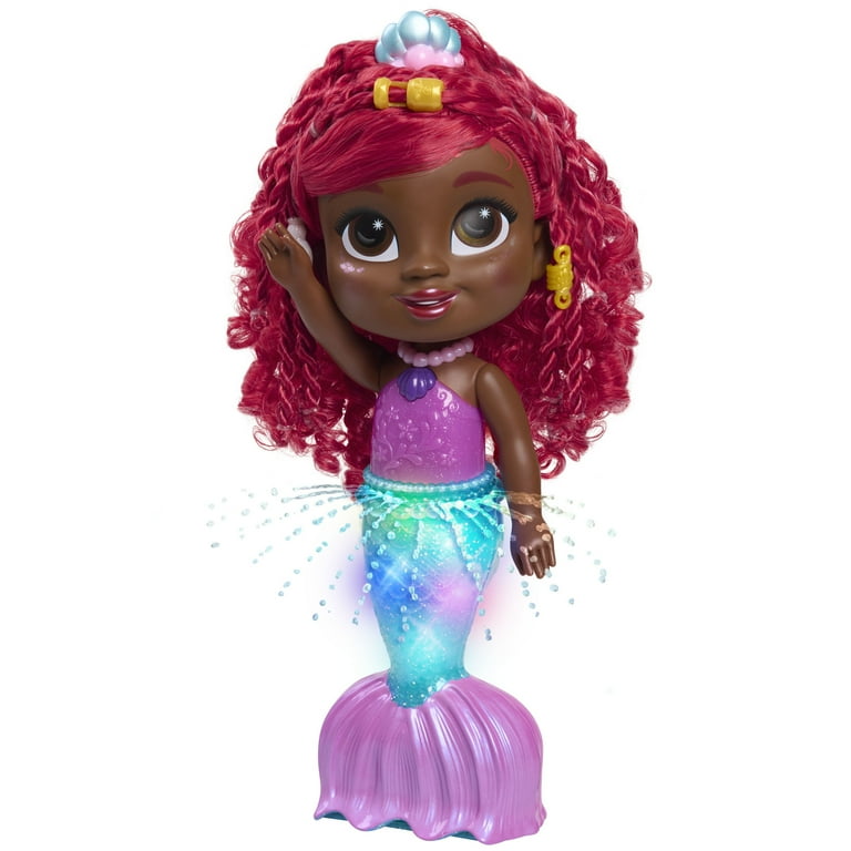 Disney Junior Splash Glow Ariel Lights and Sounds 11.5 inch Doll and Accessories 5 pieces Kids Toys for Ages 3 up