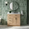thumbnail image 1 of Ariel Hepburn 37 Inch Single Rectangular Sink Bathroom Vanity With Italian Carrara Marble Countertop 1.5 Inch Edge In Oak, 1 of 10