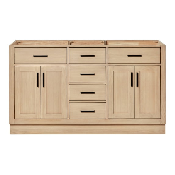 Ariel Hepburn 60 Inch Double Sink Base Cabinet In Oak