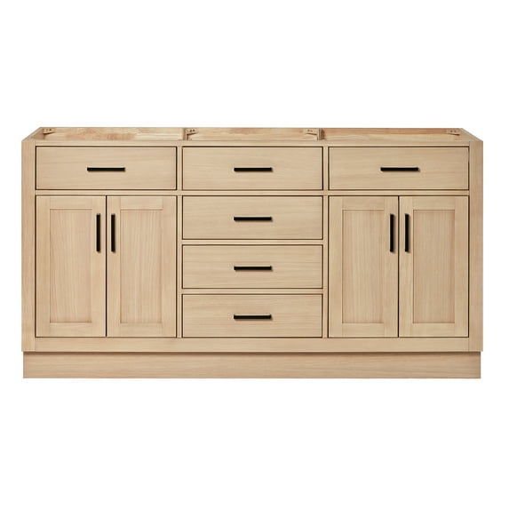 Ariel Hepburn 66 Inch Double Sink Base Cabinet In Oak