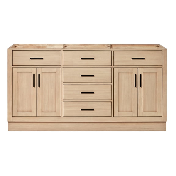 Ariel Hepburn 66 Inch Double Sink Base Cabinet In Oak
