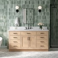 thumbnail image 1 of Ariel Hepburn 67 Inch Single Oval Sink Bathroom Vanity With Italian Carrara Marble Countertop 1.5 Inch Edge In Oak, 1 of 10
