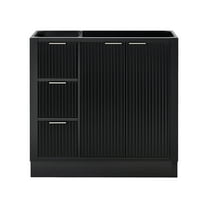 ARIEL Milan 36 Inch Right Offset Single Sink Base Cabinet in Black