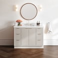 thumbnail image 1 of ARIEL Milan 49 Inch Single Rectangle Sink Bathroom Vanity with Pure White Quartz Countertop 1.5 Inch in Warm White, 1 of 7