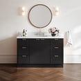 thumbnail image 1 of ARIEL Milan 55 Inch Single Rectangle Sink Bathroom Vanity with Pure White Quartz Countertop 1.5 Inch in Black, 1 of 7