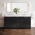 thumbnail image 1 of ARIEL Milan 72 Inch Double Rectangle Sink Bathroom Vanity with Carrara White Quartz Countertop 1.5 Inch in Black, 1 of 7
