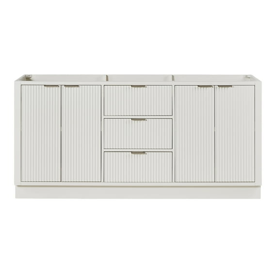 ARIEL Milan 72 Inch Double Sink Base Cabinet in Warm White