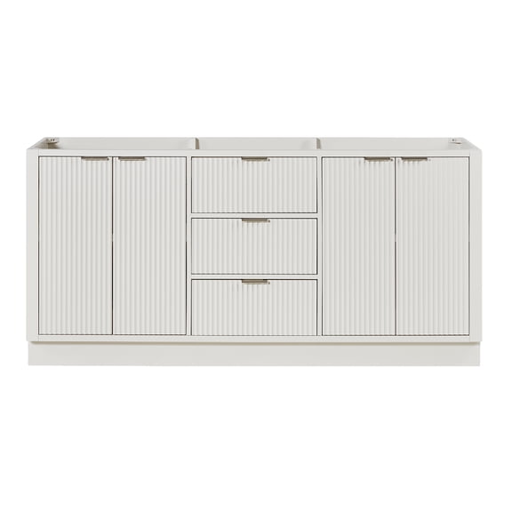 ARIEL Milan 72 Inch Double Sink Base Cabinet in Warm White