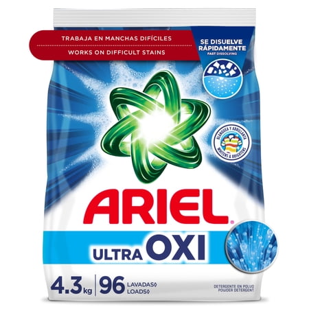 Ariel Laundry Detergent Powder, Oxi, Original Scent, 4.3 kg, 96 Loads