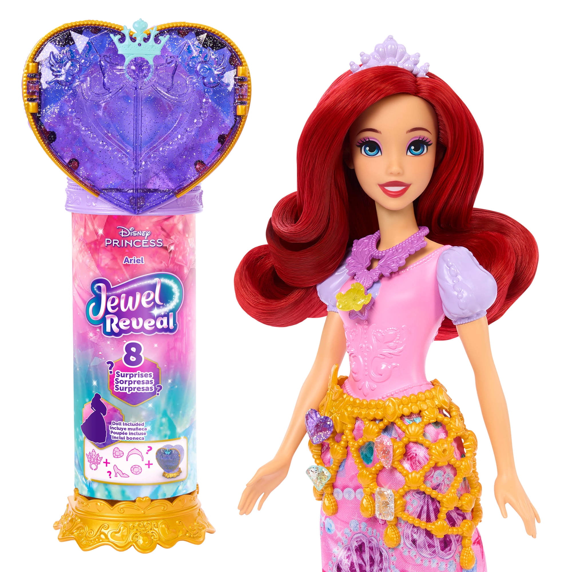 Disney Princess Jewel Reveal Ariel Fashion Doll w/ 8 Surprises