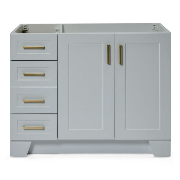 Ariel Taylor 42 In. Right Offset Single Sink Base Cabinet In Grey