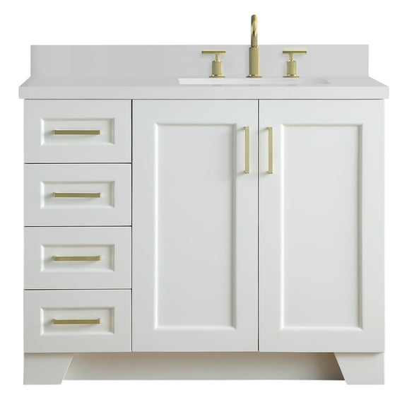 ARIEL Taylor 43 in. Bath Vanity in White with Quartz Vanity Top in White with White Basin