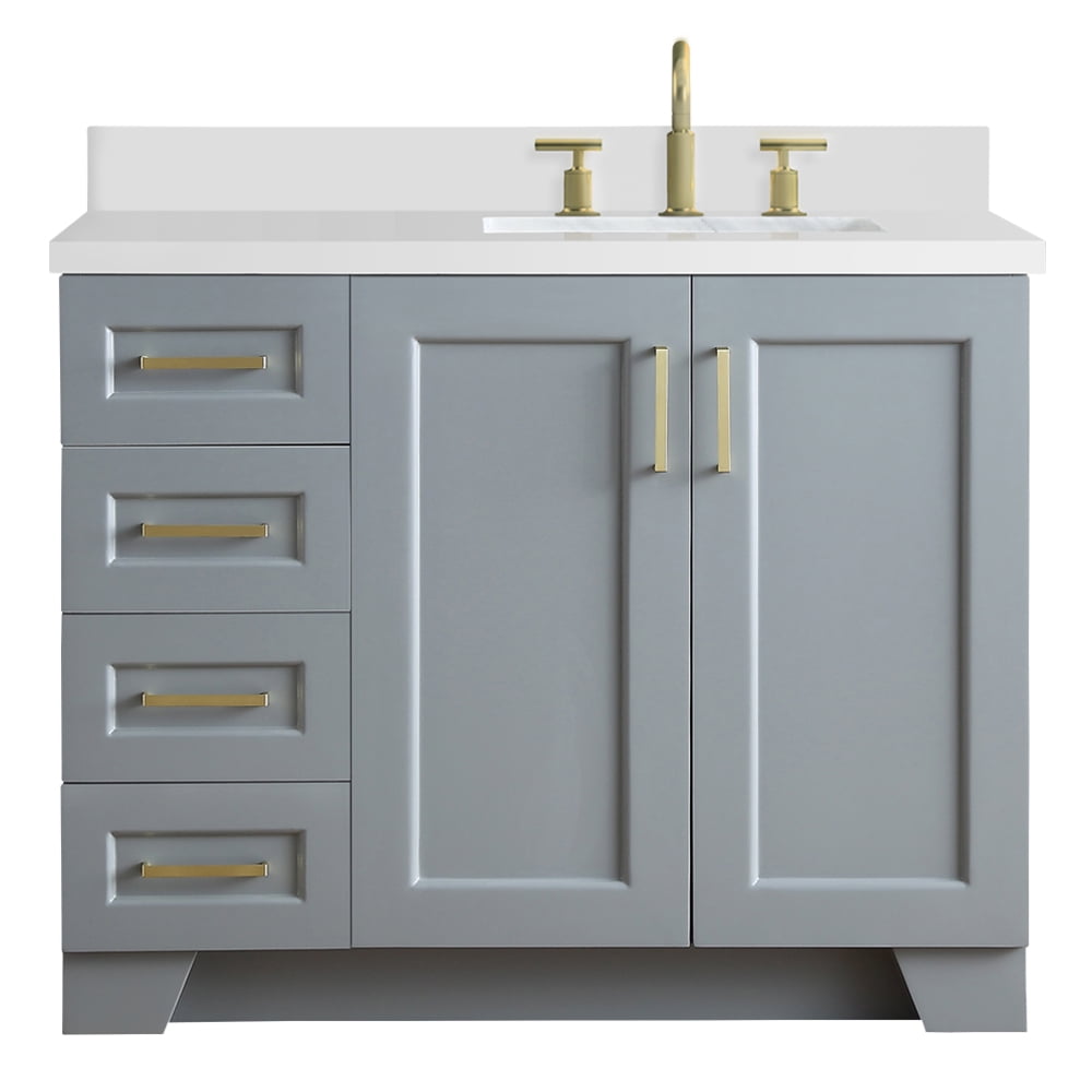ARIEL Taylor 43 in. Bath Vanity in Grey with Quartz Vanity Top in White with White Basin