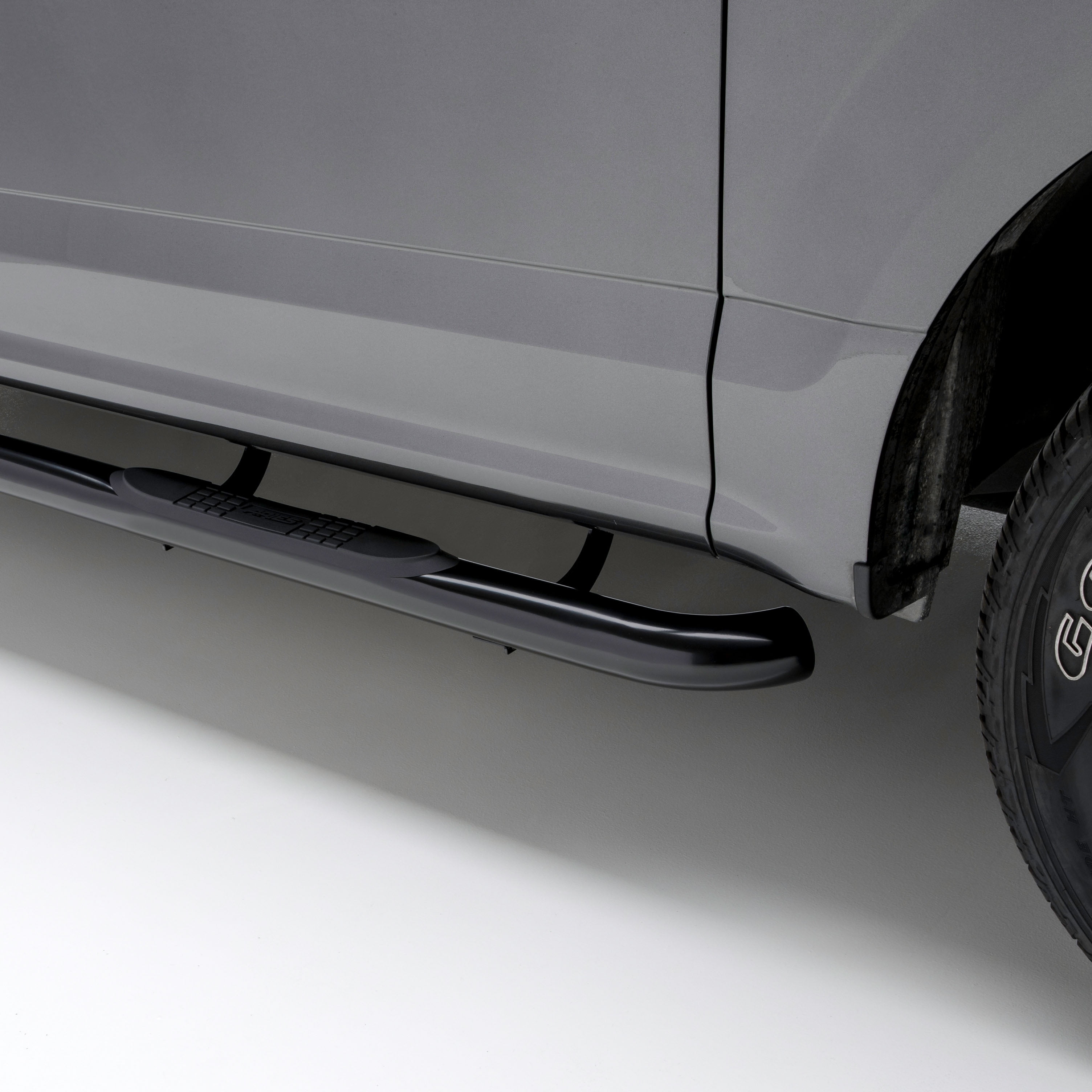 ARIES 203046 3in. Round Black Steel Side Bars; Select Ford Ranger SuperCrew, No-Drill Fits Select