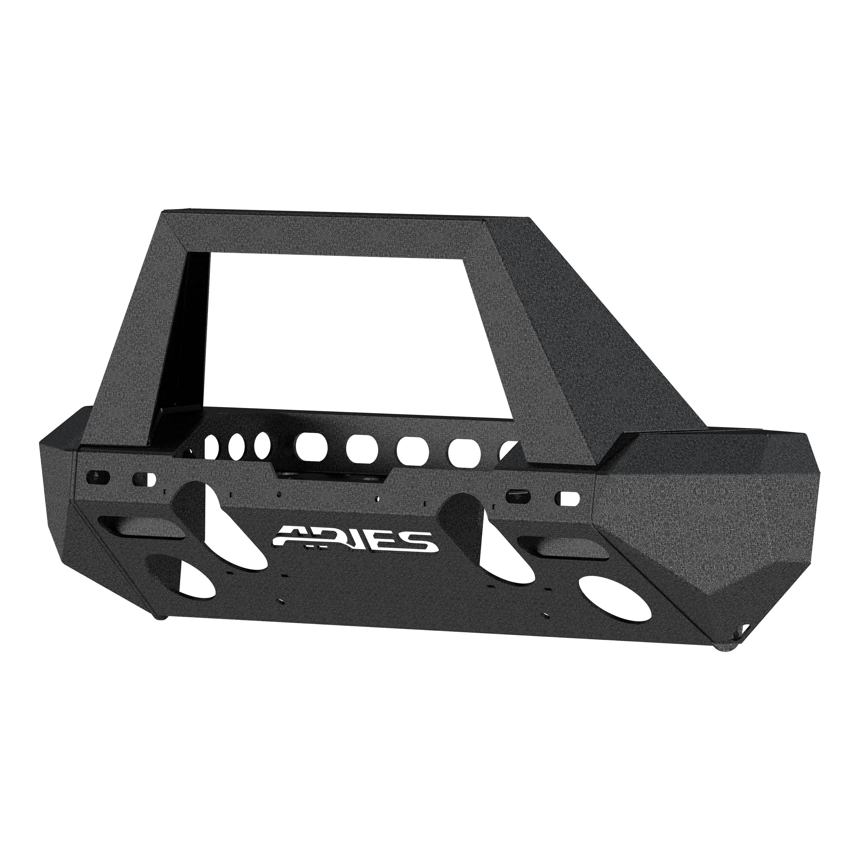 ARIES 2082055 TrailChaser Black Aluminum Front Bumper with Brush Guard and Winch Mount