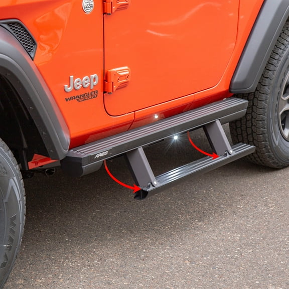 ARIES ActionTrac 48.75" Powered Running Boards, Select Jeep Wrangler JL 2-Door Step Nerf Bar Kit