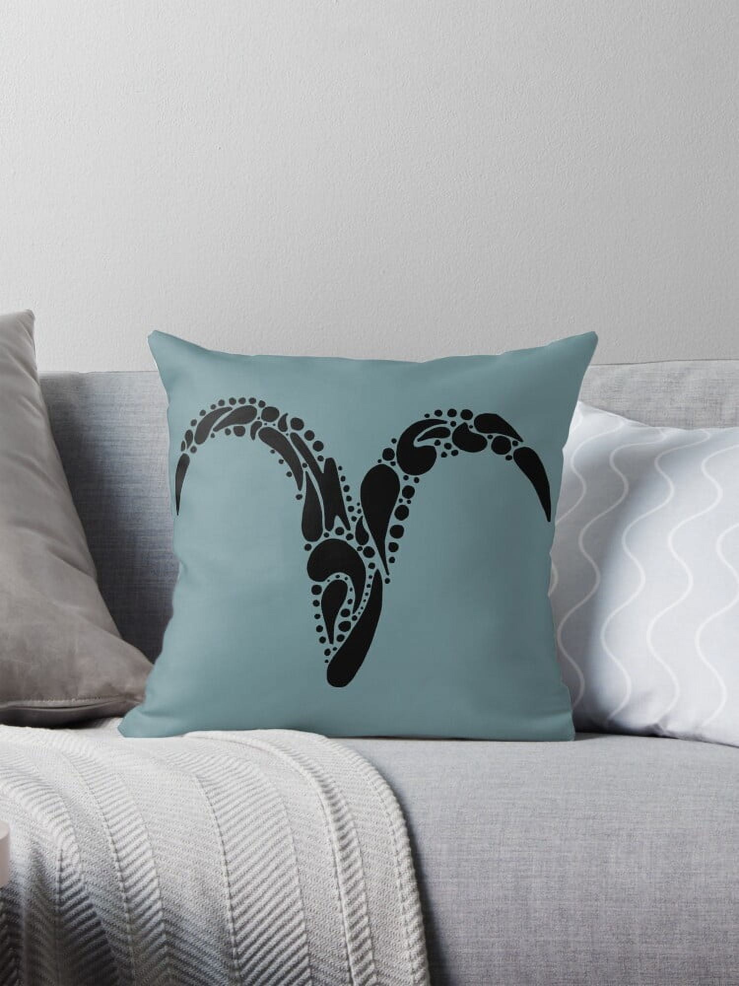 ARIES Zodiac Sign Hand drawn Ink Design Throw Pillow Covers Cases