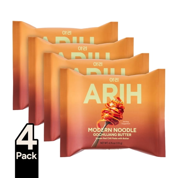 ARIH Modern Noodles, Western-Korean Fusion Soup-Less Noodles, Gochujang Butter, 4 Pack