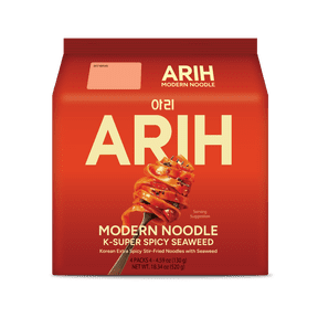 ARIH Modern Noodles, Western-Korean Fusion Soup-Less Noodles, K-Super Spicy Seaweed, 4 Pack
