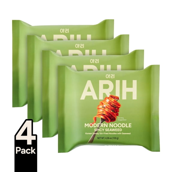 ARIH Modern Noodles, Western-Korean Fusion Soup-Less Noodles, Spicy Seaweed, 4 Pack