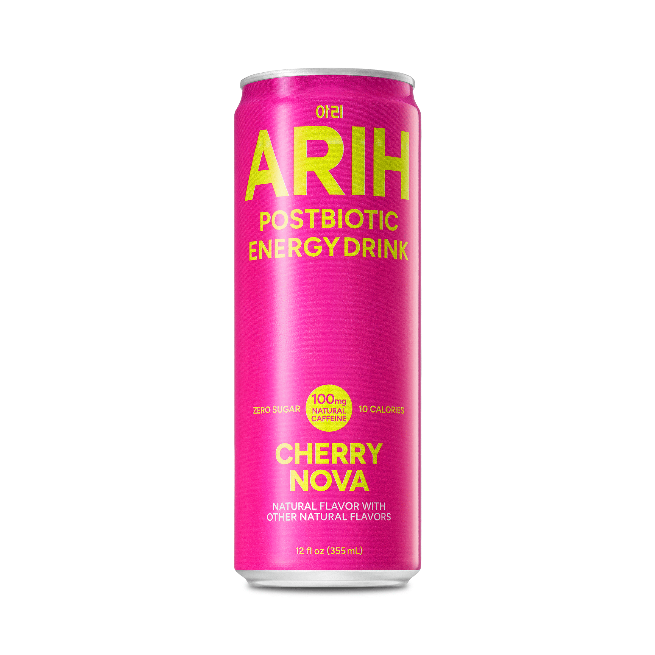 ARIH Postbiotic Energy Drink, Zero Sugar, 100mg Natural Caffeine, Cherry Nova, 12 fl oz