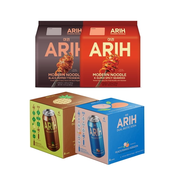 ARIH Spice Seeker Bundle, Western-Korean Fusion Soupless Noodles and Dual Biotic Soda