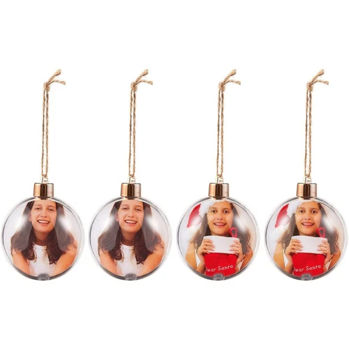 ARISE- 4 Pack Photo Ornaments Ball For Christmas Tree Diy Craft Hanging ...