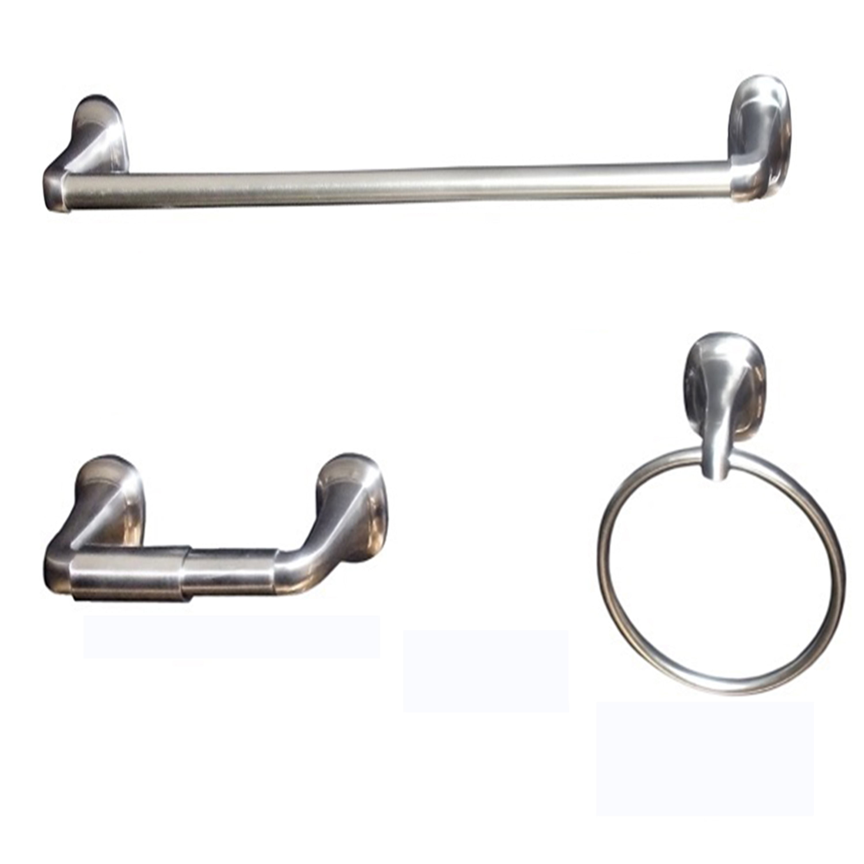 Satin Nickel 3-Piece Bathroom Hardware Set