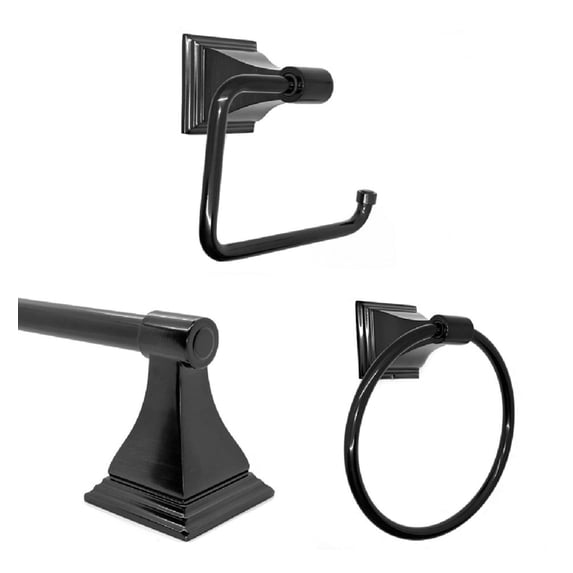 ARISTA Leonard Collection 3-Piece Bathroom Accessory Set in Matte Black