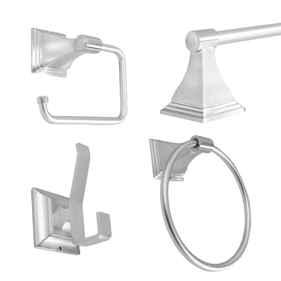 ARISTA Leonard Collection 4 Piece Bathroom Accessories Set in Brushed Nickel Finish