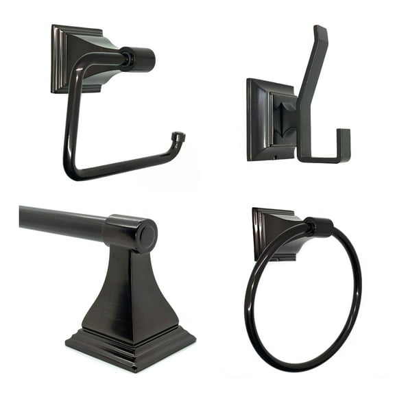 ARISTA Leonard Collection 4 Piece Stainless Steel Bathroom Hardware Set in Oil-Rubbed Bronze Finish