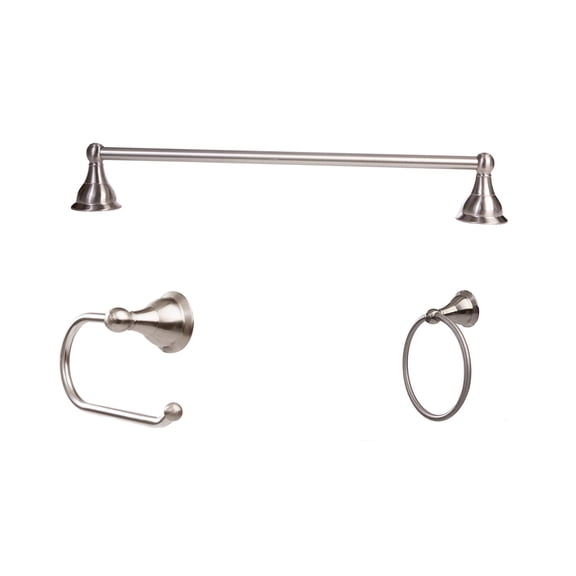 ARISTA Summit Collection 3 Piece Bathroom Accessory Set with Euro style toilet paper holder in Satin Nickel