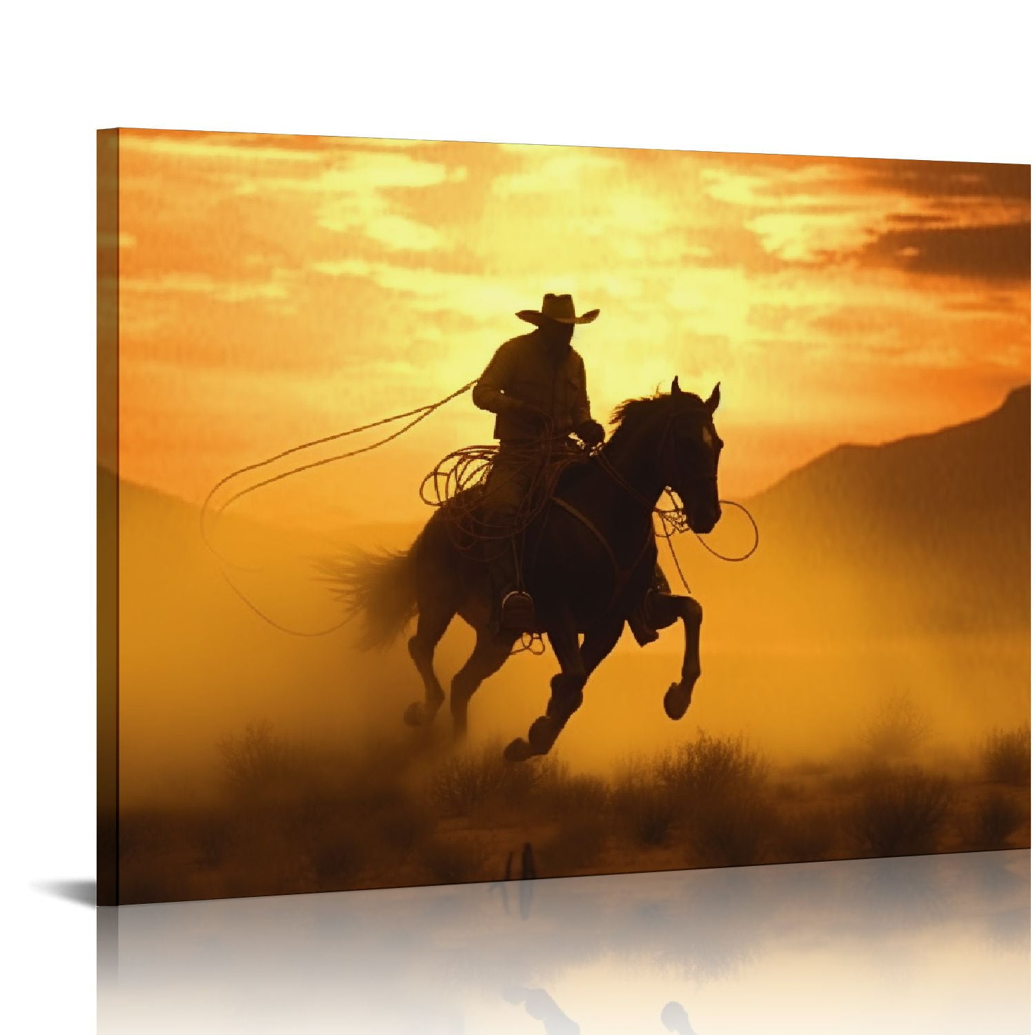 ARISTURING 3D Art Prints, Cowboys on Horseback, Wrangling Horses on ...