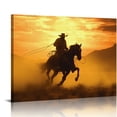 thumbnail image 1 of ARISTURING 3D Art Prints, Cowboys on Horseback, Wrangling Horses on Dusty Ranch, Western Lasso, Horse Farm Animals in Moody Sepia Style, Decor Canvas, Nature Wall Art,Decor, 1 of 5