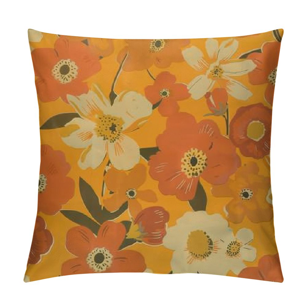 ARISTURING Abstract 70s Retro Vintage Colors Orange Hippy Floral