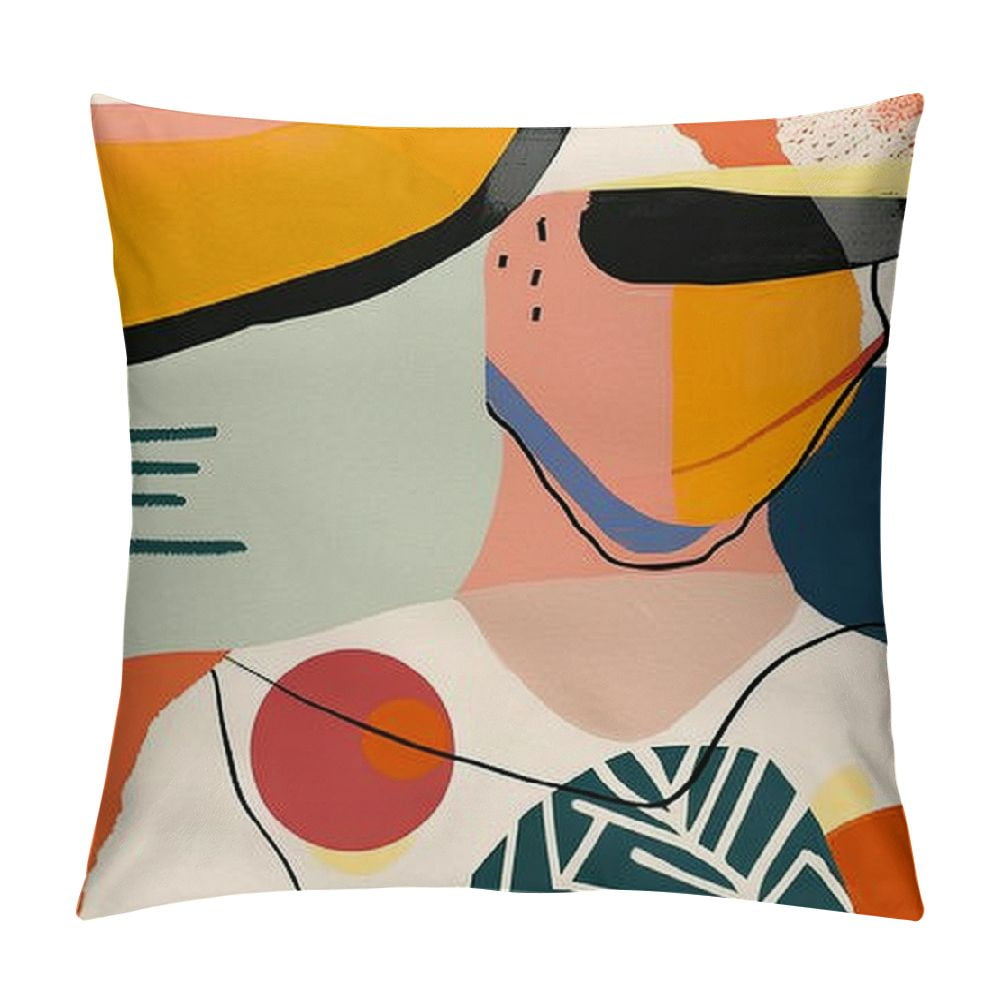 ARISTURING Abstract Art Mid Century Modern Throw Pillow Covers Colorful Boho Aesthetic Floral