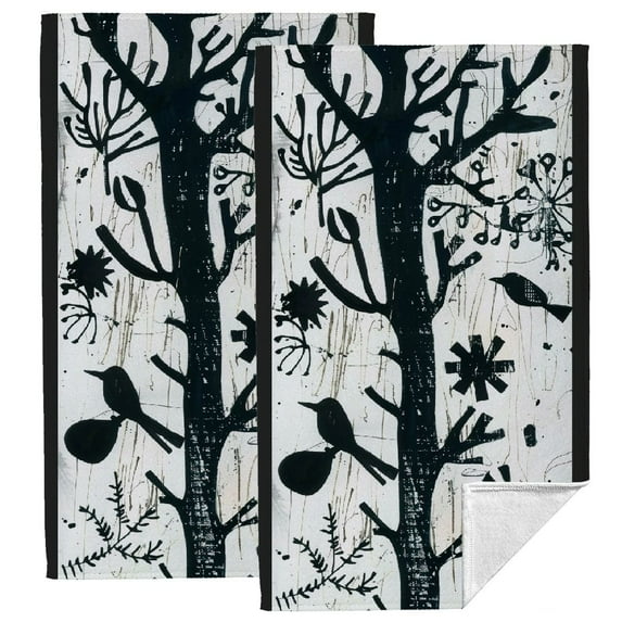 ARISTURING Abstract Black and Whit Kitchen Towels- Vintage Doodles Dish Towels for Kitchen, Black and White Hand Towels for Bathroom, Black and White Bathroom Kitchen Decor 27.5*16in