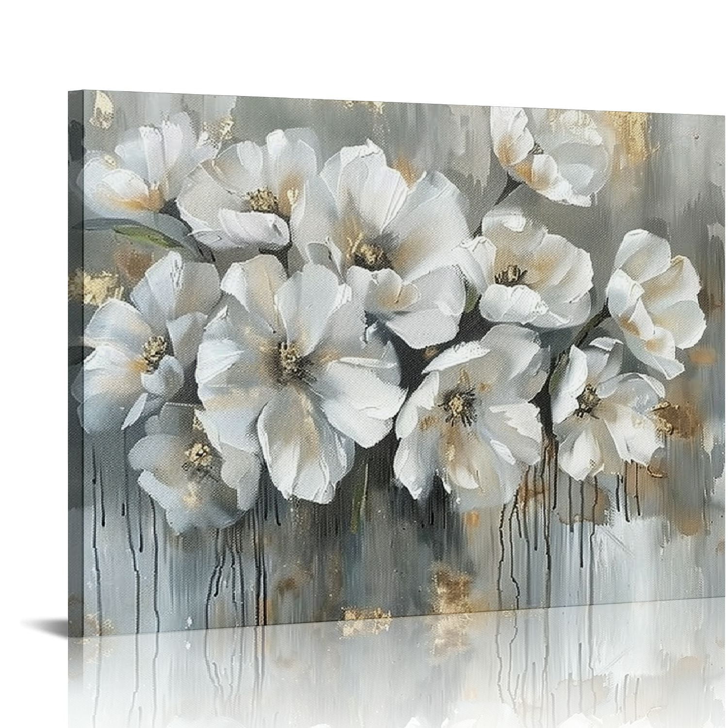 ARISTURING Abstract Floral Canvas Wall Art: White Lily Painting Blossom ...