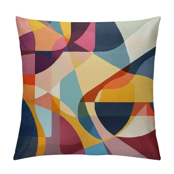ARISTURING Abstract Shapes Digital Illustration Throw Pillow,Multicolor